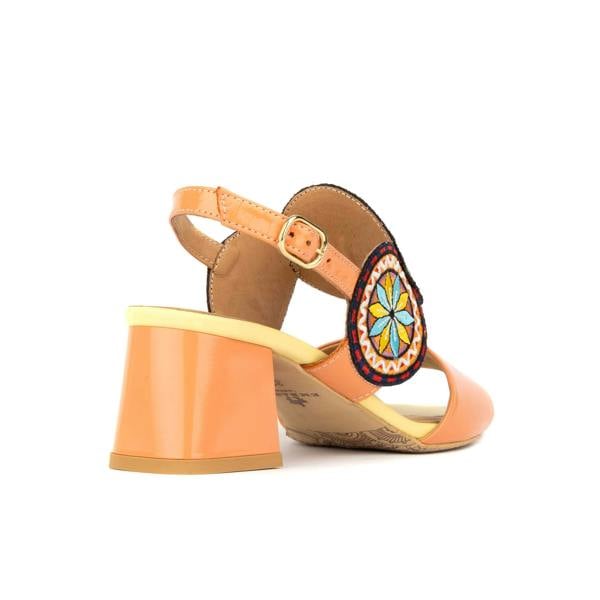 Embassy London Vibe - Coral Multi - Women's leather heel sandal with open-toe & ankle strap