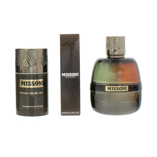 Missoni Eau de Parfum 100ml, 10ml Travel Spray + Deodorant Stick 75g Gift Set for Him