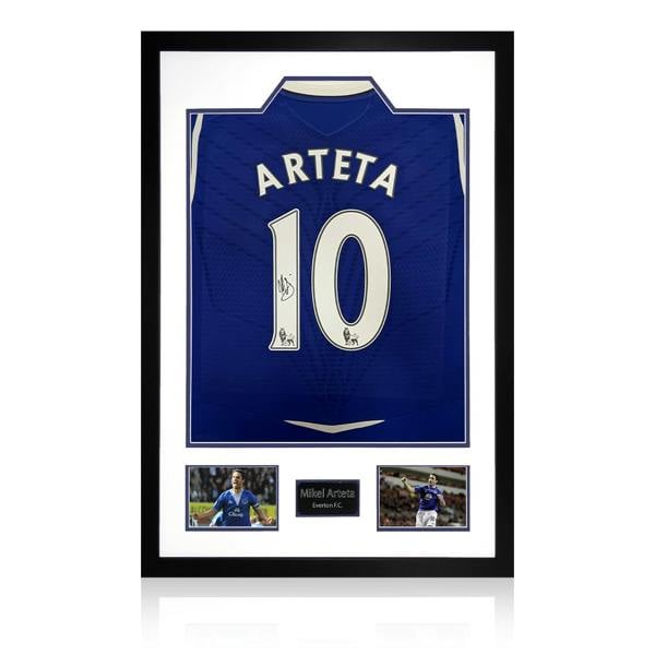 Mikel Arteta Signed Everton Shirt Premium Frame