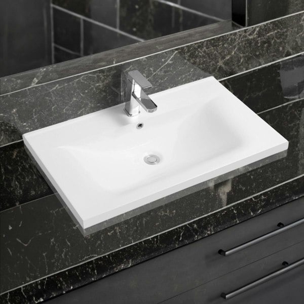 Limoge 5089 Ceramic 81cm Thin-Edge Inset Basin with Dipped Bowl