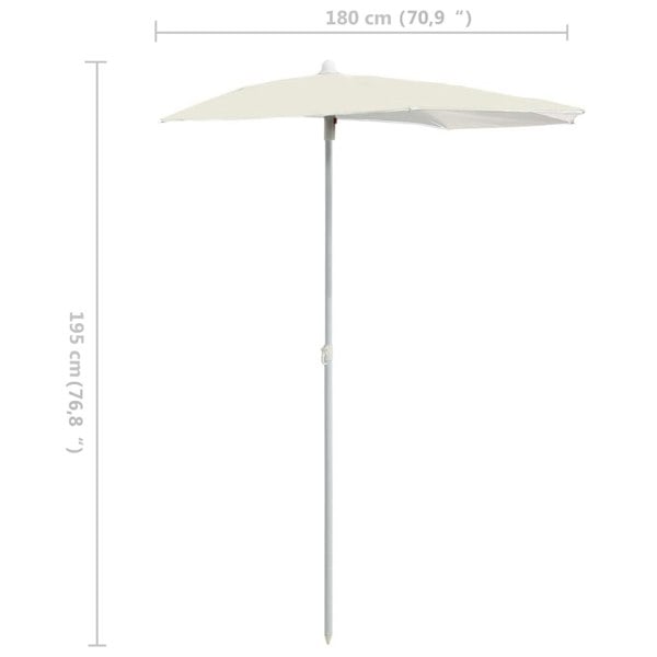 Berkfield Garden Half Parasol with Pole 180x90 cm Sand