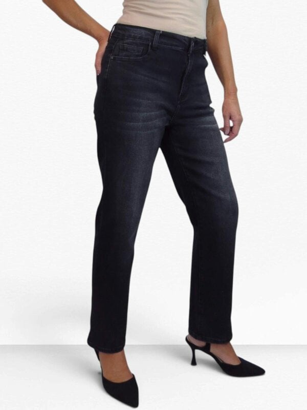 Paulo Due Women's High Waist Slim Straight Leg Stretch Denim Jeans