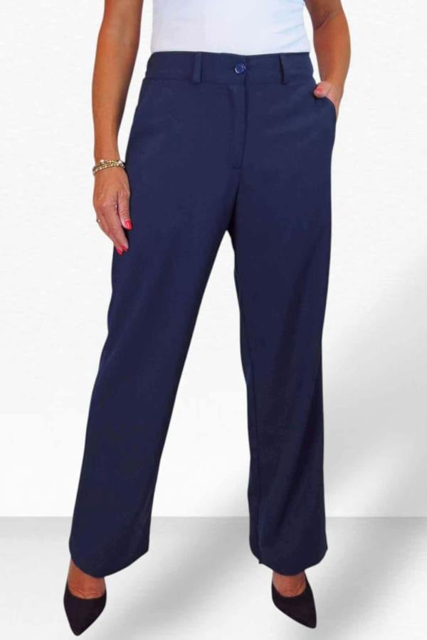 Paulo Due Women's Smart High Waist Wide Leg Trousers with Elastic Waist