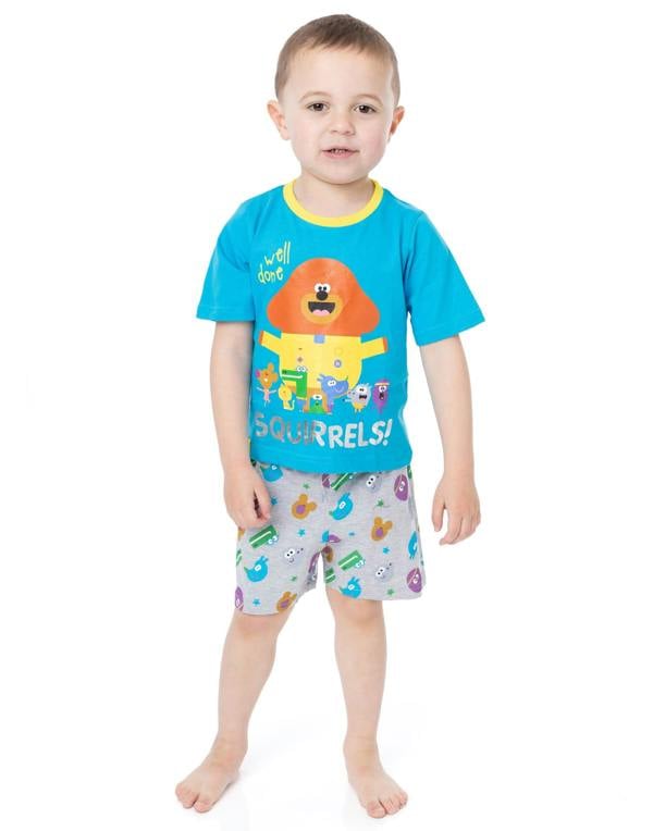 Hey Duggee Boys Blue Character Placement & All-Over Print Short Sleeve Short Leg Pyjama Set