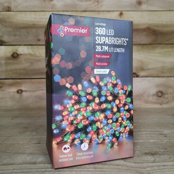 Samuel Alexander 360 LED 28.7m Indoor Outdoor Christmas Multi Function Mains Operated String Lights with Timer in Multicoloured