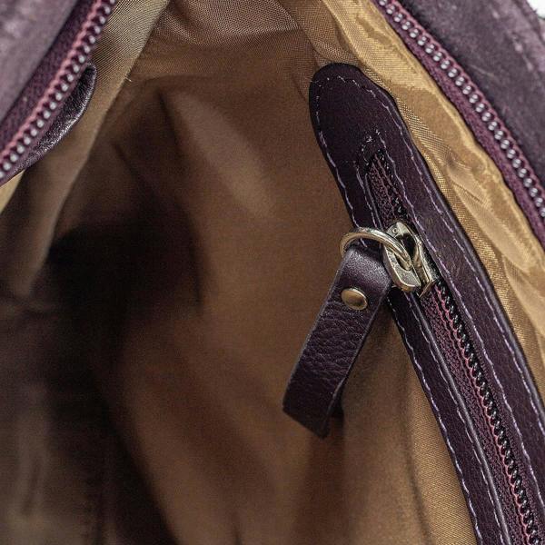 Pia Fine Lines Purple Suede Leather Cross-Body Bag