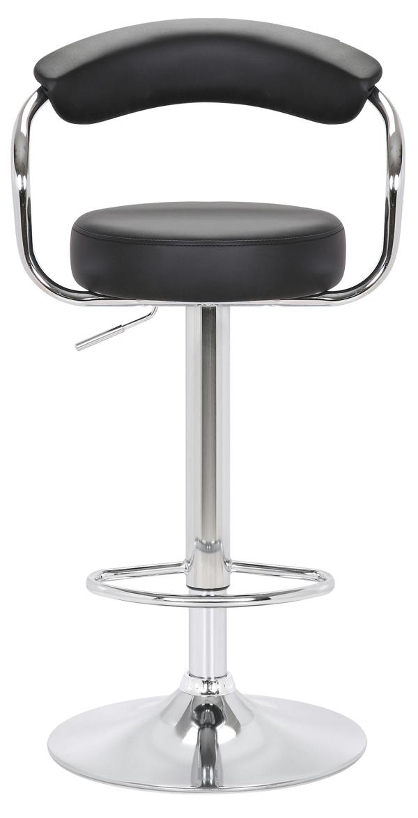 Lamboro Zenith Single Kitchen Bar Stool, Chrome Footrest, Height Adjustable Swivel Gas Lift, Breakfast Stool & Home Barstool, Black