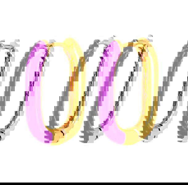 One Of A Kind Club Purple gold rectangle huggie