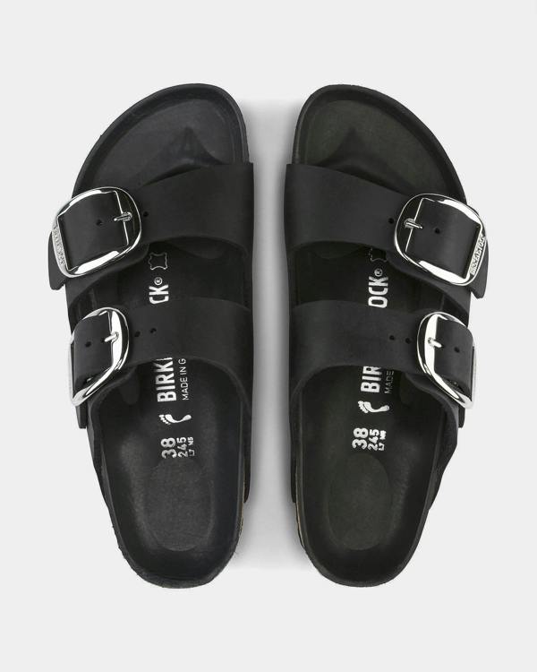 Birkenstock Arizona Big Buckle Oiled Leather Womens Sandals - Black | CHO | Designer Womens Sandals