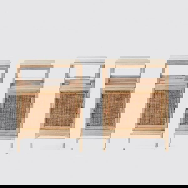 Cane Mini Side Table, Natural Rattan & Ash Esche Wood-Weilai Concept-Weilai Concept