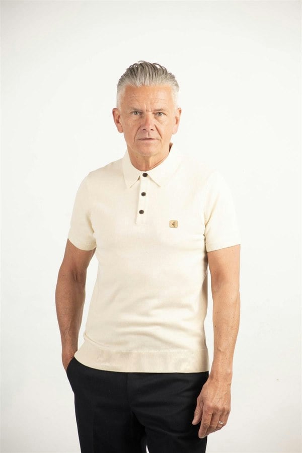 Gabicci V00GK04 Mens Jackson Knitted Polo Gabicci Vintage - CREAM
