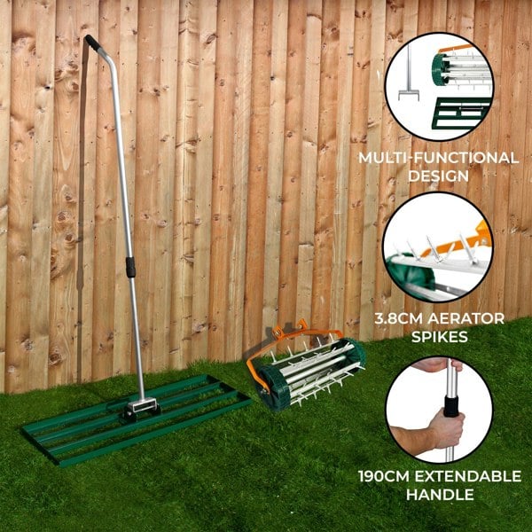 T-mech 100cm Lawn Leveller & Aerator – Green