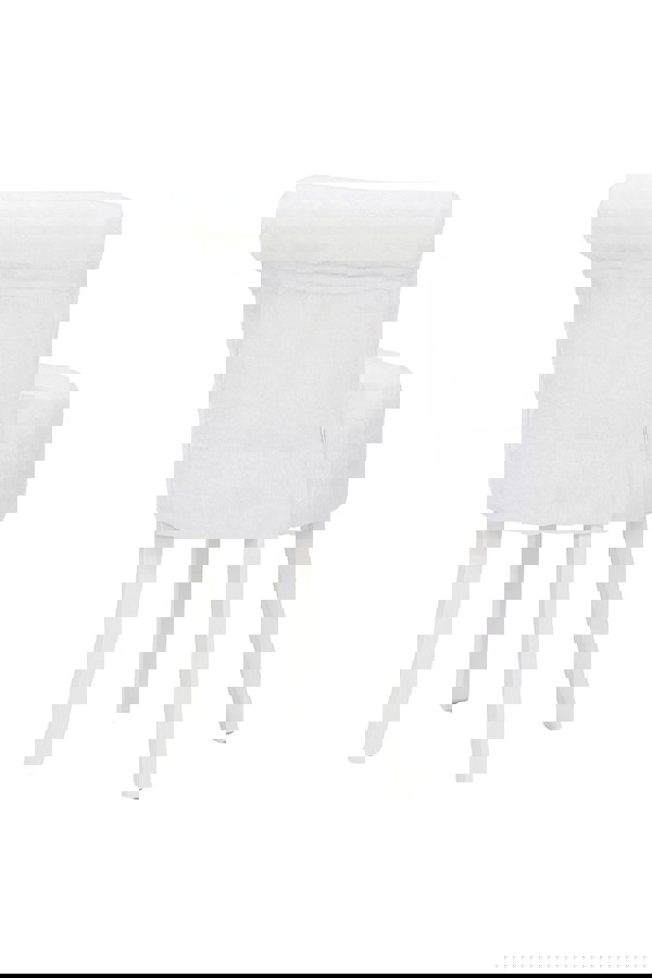 Living and Home White Modern Plush Upholstered Dressing Footstool with White Legs