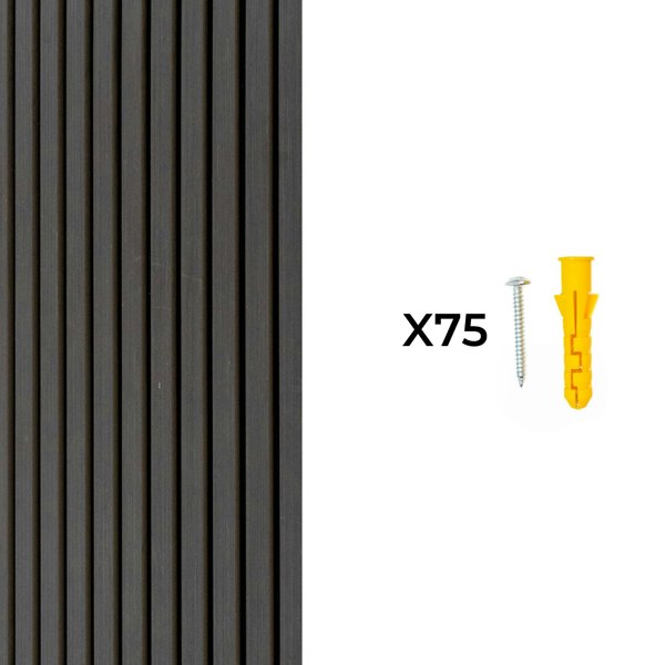 Monstershop Acoustic Slat Wall Panels x 3 – Anthracite Grey