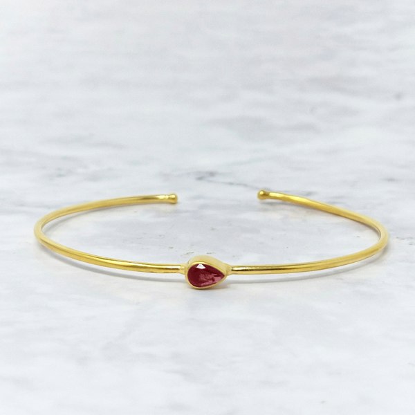 Garnet January Birthstone Gold Plated Bangle