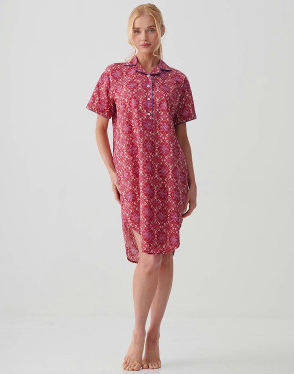 British Boxers Women's Crisp Cotton Short Sleeve Nightshirt – Byzantine Paisley
