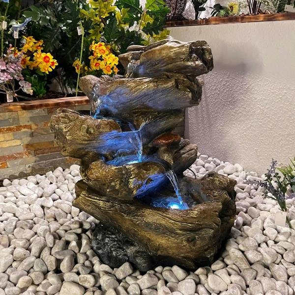 Tranquillity Water Features 5 Tier Wood Cascade Woodland Water Feature