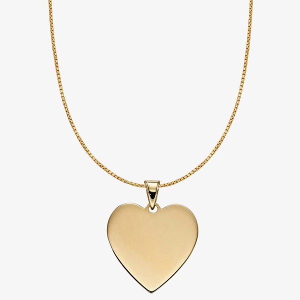 T. H. Baker 9ct Yellow Gold Plain Heart Necklace GP2237 GN141