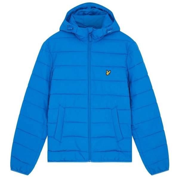 Lyle & Scott Branded Hooded Puffer Jacket - Bright Blue