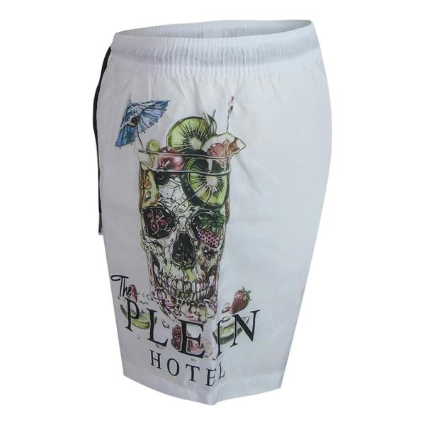 Philipp Plein Plein Hotel Logo Medium Boardshort White Swim Shorts L