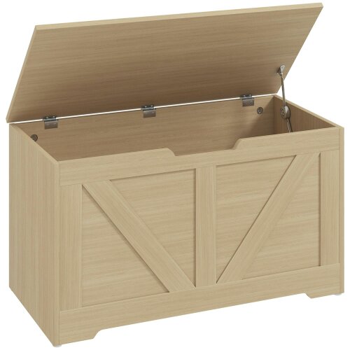 Wyld Haus Yolu Vina Natural Wood Effect Storage Chest With Safety Hinges 100 Litre