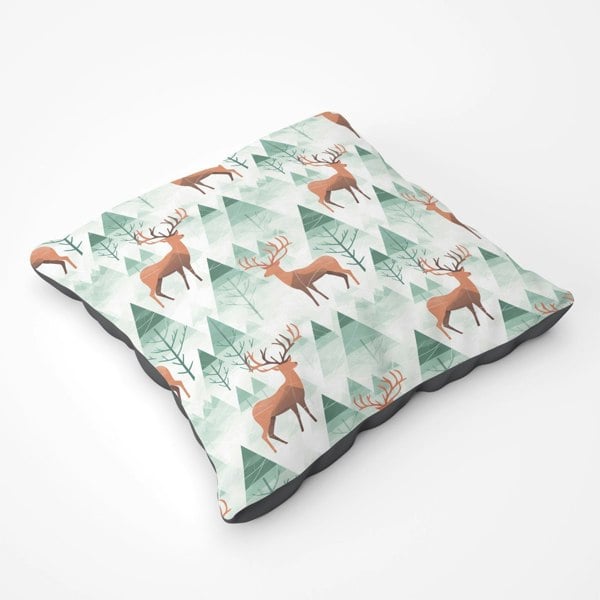 Warren Reed Reindeer On A Snowy Landscape Floor Cushion