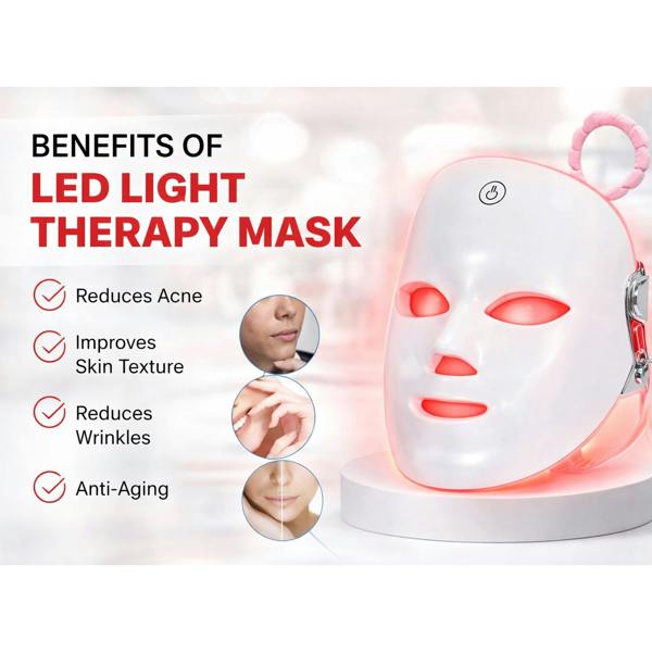 Dragodirect LED Light Therapy Face Mask 7 Colors for Clear Skin and Anti Aging