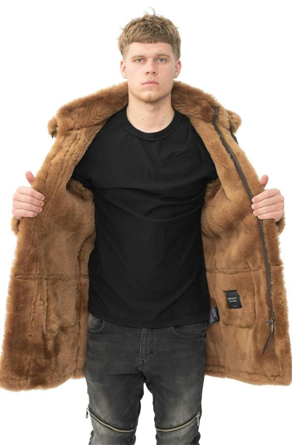 Infinity Leather Mens Winter Sheepskin Hooded Duffle Coat-Isleworth