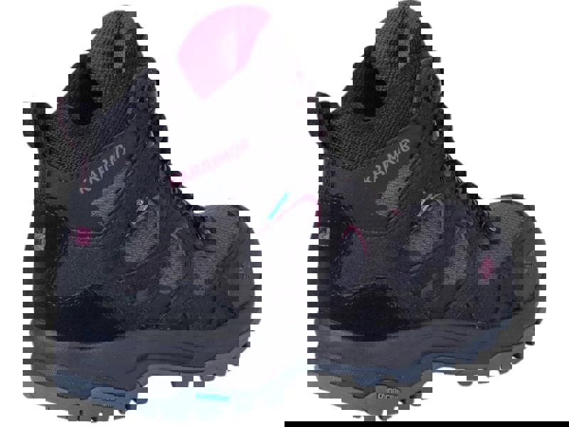 Karrimor Bodmin Mid 6 Women's Walking Hiking Trekking Boots, black and pink outdoor footwear with durable sole and ankle support for hiking