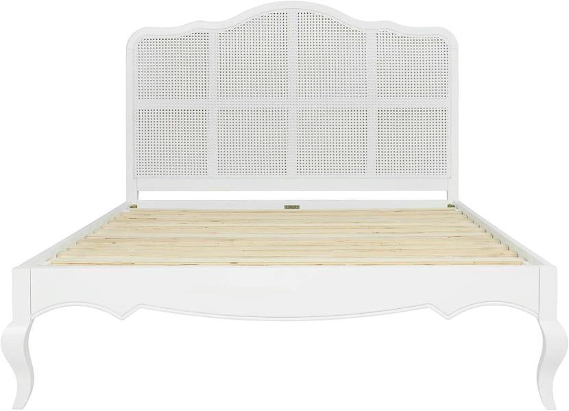 Statement Furniture Louis White French Style Bed Frame with Rattan Cane Headboard 4ft6, 5ft