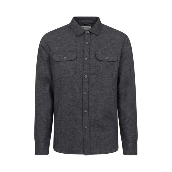 Mountain Warehouse Mens Trace Flannel Long-Sleeved Shirt - Dark Grey