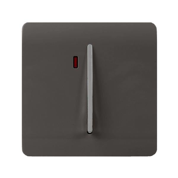 Trendi Switch 1 Gang 45 Amp Cooker Switch with Neon in Dark Mocha Brown