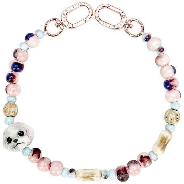 Nimmy Friends Nimmy Big Eye Cute Pet Bischon Fraise Dog Mobile Phone Chain Bag Charm Ceramic Bracelet Pink - N-XDY-SL-02