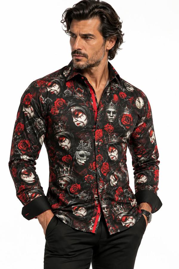 Claudio Lugli Day of the Dead Print Shirt - Black