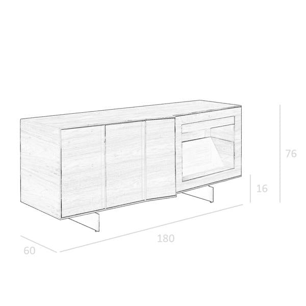 Angel Cerdá Walnut and Black Steel Sideboard With Interior Lighting 3218