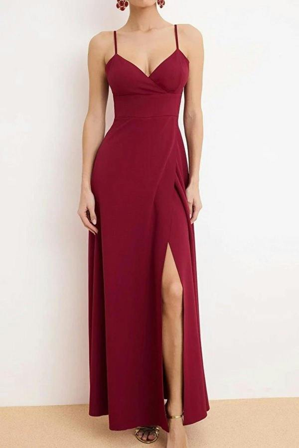 WOVCOR Woven Long Dress with Slit Detail