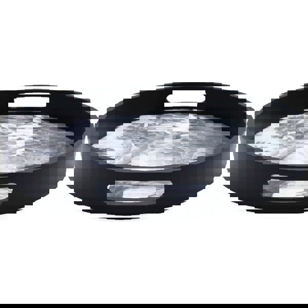 Maison des Cadeaux Round Black Swan Decorative Tray