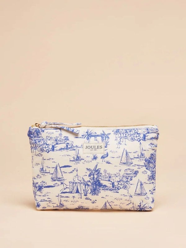 Joules CARRYWELL Womens Pouch Blue Toile