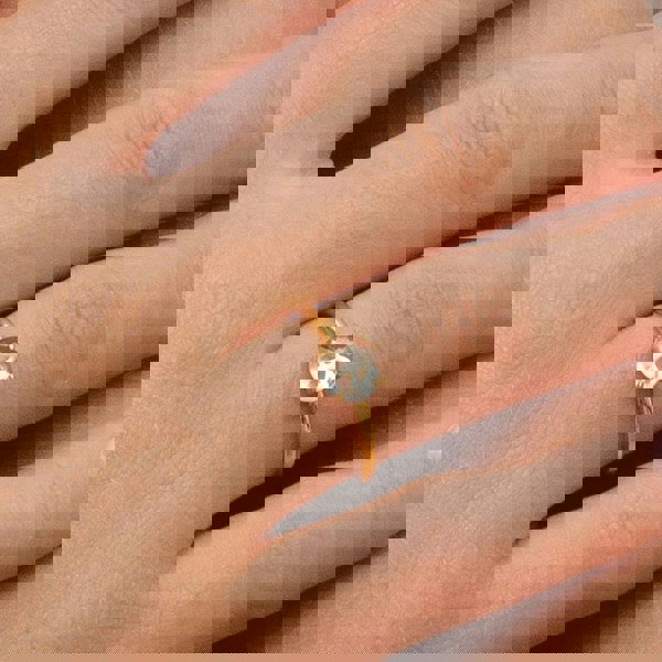 253R691601925 Gardenia Rock Crystal Cabochon Ring in Gold Plated Sterling Silver On Model
