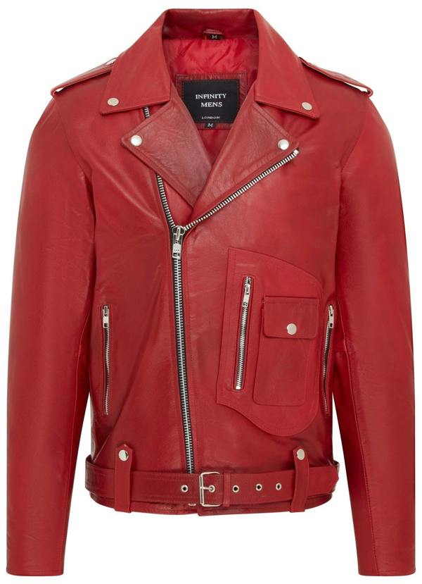 Infinity Leather Mens Cow-Hide Biker Brando Jacket - Pargas