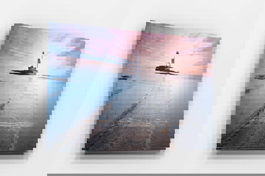 nautical art showing lighthouse on coastline