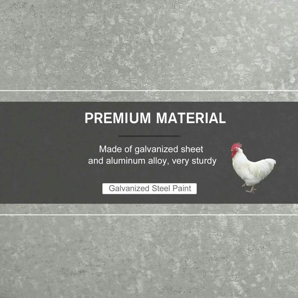 Galvanized steel and aluminum automatic chicken feeder with textured metal base