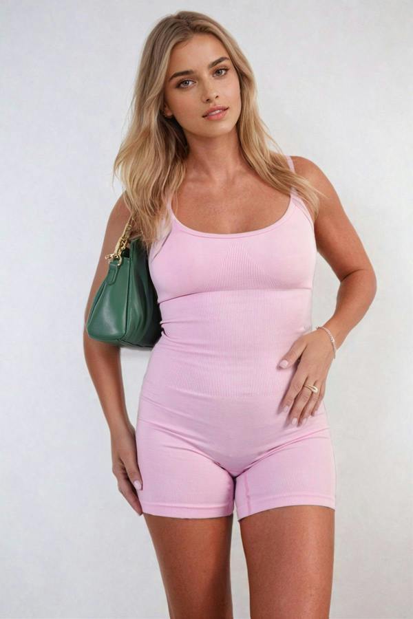 Imelda Strappy Fitted Bodysuit - Pink