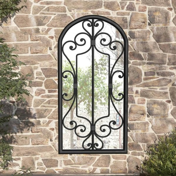Berkfield Garden Mirror Black 70x30 cm Iron for Outdoor Use