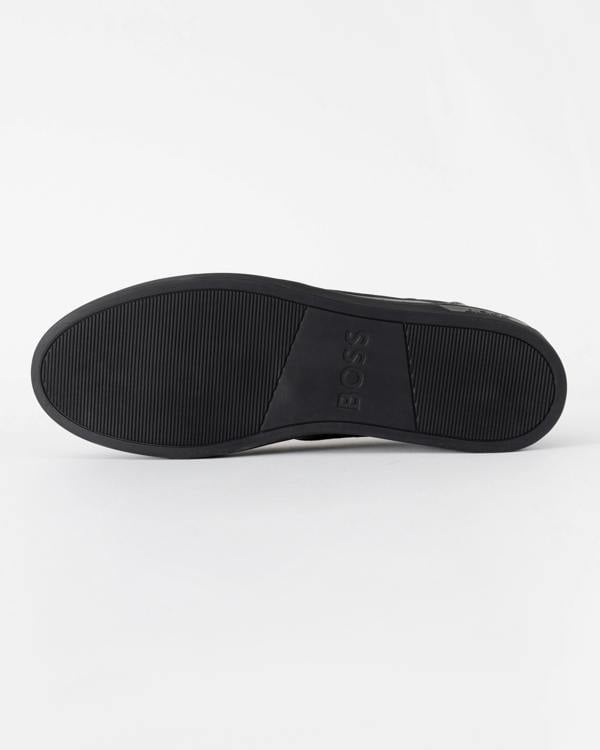 BOSS Orange Mens Rhys Trainers in Faux Nappa Leather - Black 005