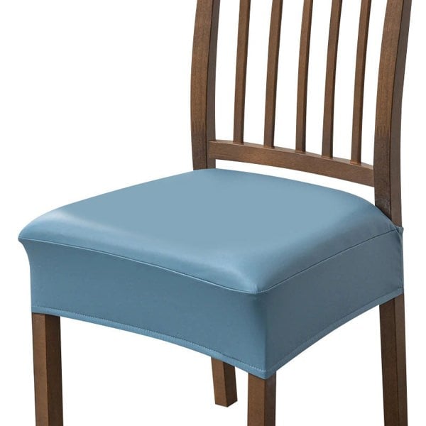 Anyseat Chair Cover Lake Blue PU Leather Seat Slipcover Chair Cover for Kitchen Hotel Banquet Dining Living Room