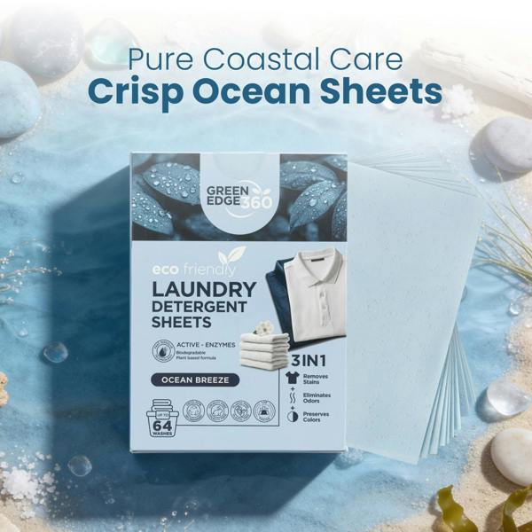 Green Edge 360 Ocean Breeze Eco Friendly Laundry Detergent Sheets