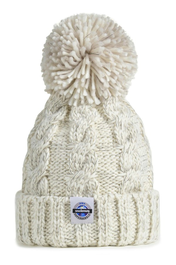 SuperBobble Cable Knit Beanie Bobble Hat - Oatmeal