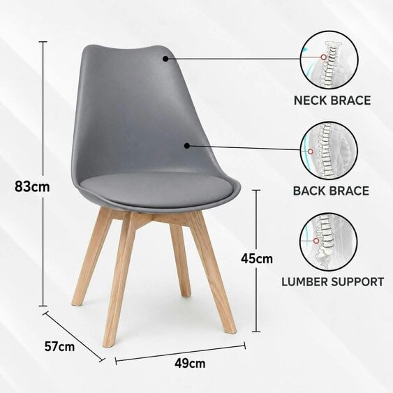 KOSY KOALA 4 Seater Modern Dining Table 140cm with Wood Effect Metal Leg and 4 Grey Chairs for Kitchen & Dining Room