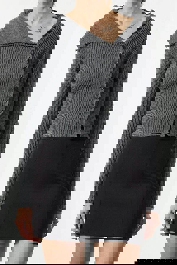 WOVCOR Mercerized Look Premium Yarn Fitted Knit Cardigan